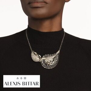 Alexis Bittar Double Tear Drop Lucite & Swarovski Crystal Necklace
